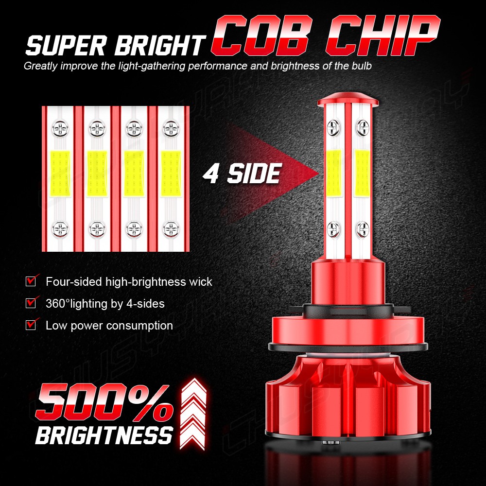 Combo 9005+H11 LED Headlight Super Bright Bulbs Kit White 720000LM Hi/Low Beam