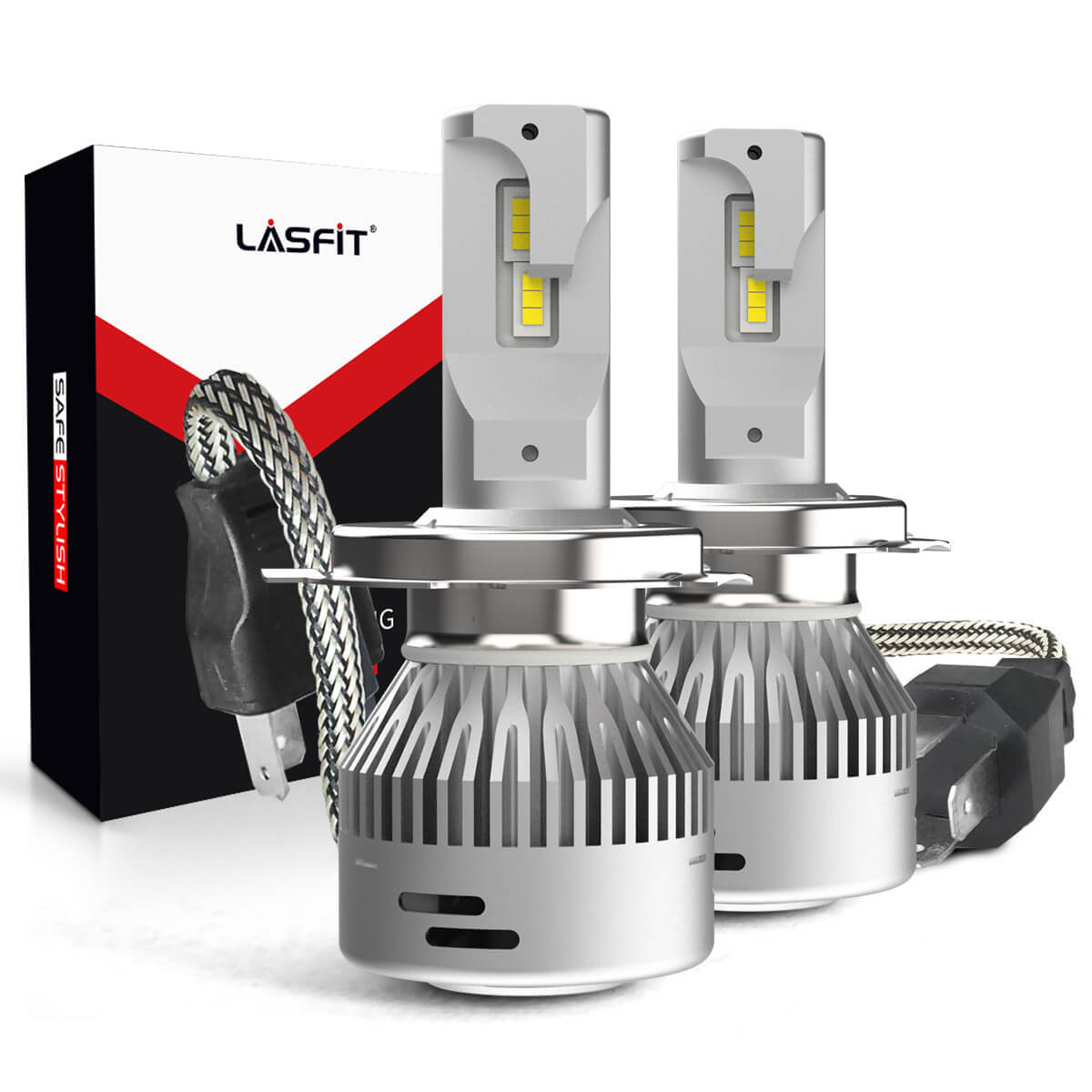 LASFIT H4 LED Headlights Bulb Hi/Low Beam 6000K Cool White 6000LM Bright Canbus