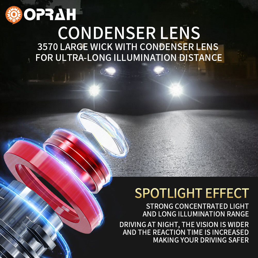 9005 OPRAH LED Fog Light Bulbs Projecto Laser Lens Auto Headlight H7 H11 9006 2X