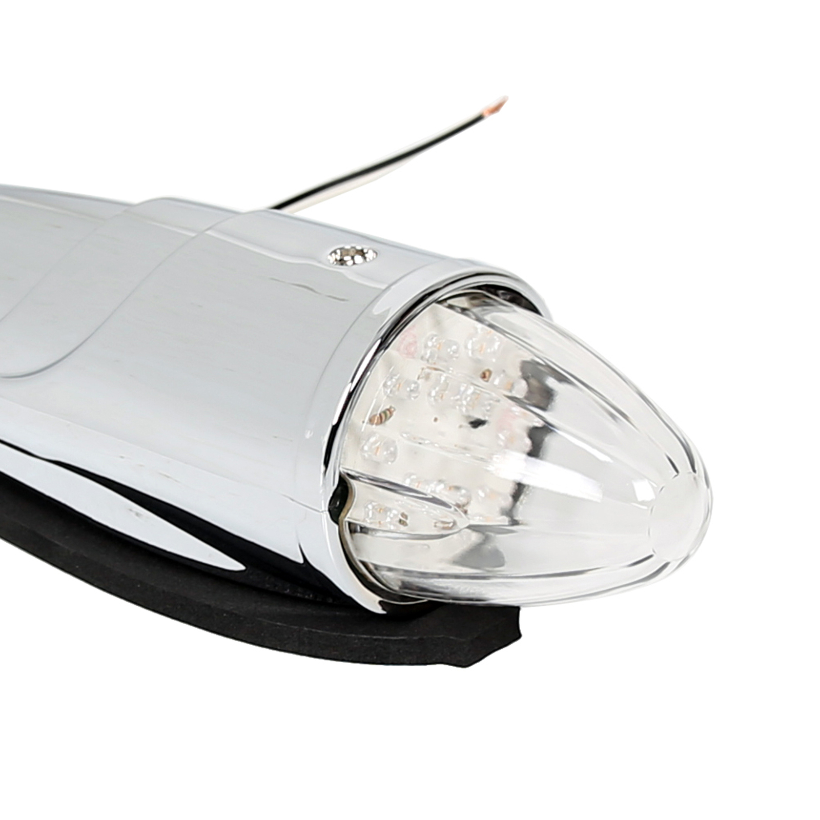 5x 17LED Chrome Torpedo Clear/Amber Cab Marker Roof Light For Peterbilt Kenworth