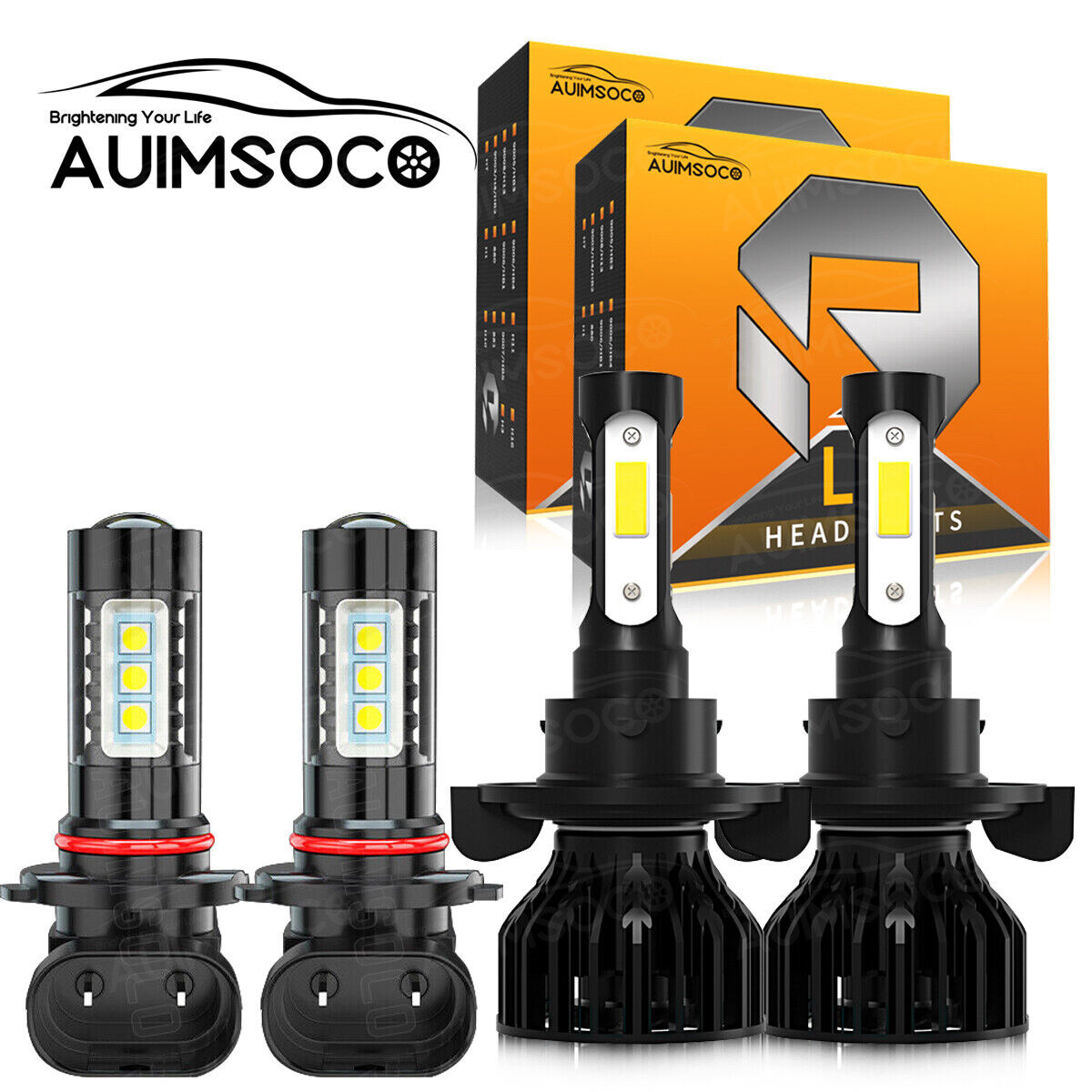 For Jeep Liberty 2008-2012 LED Headlight + Fog Lights Bulbs 9008 H13 9145 6000K