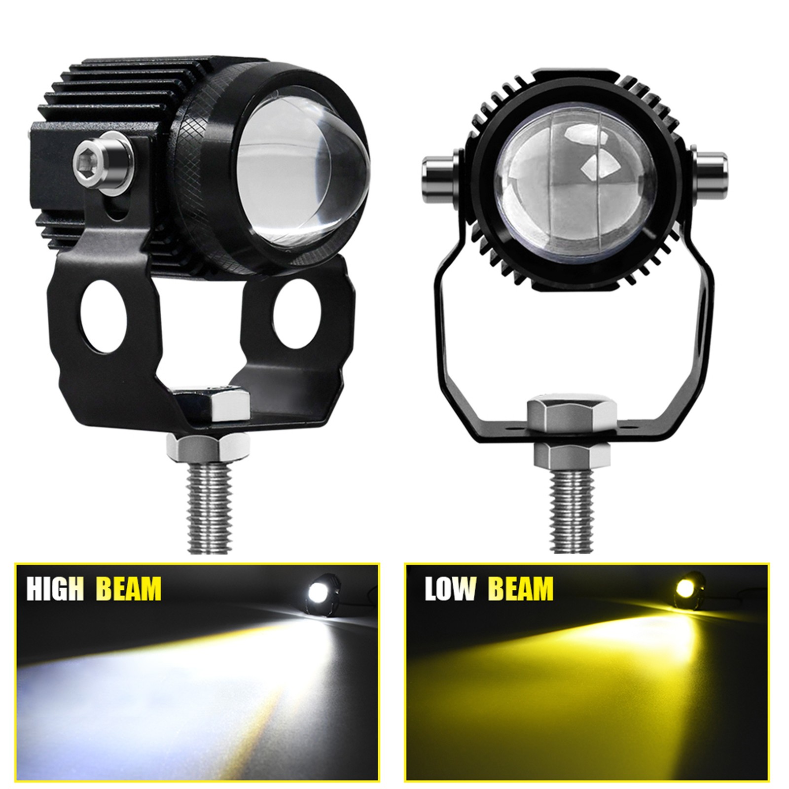 2Pcs Motorcycle LED Driving Light Aluminum Housing Efficient Heat Dissipation