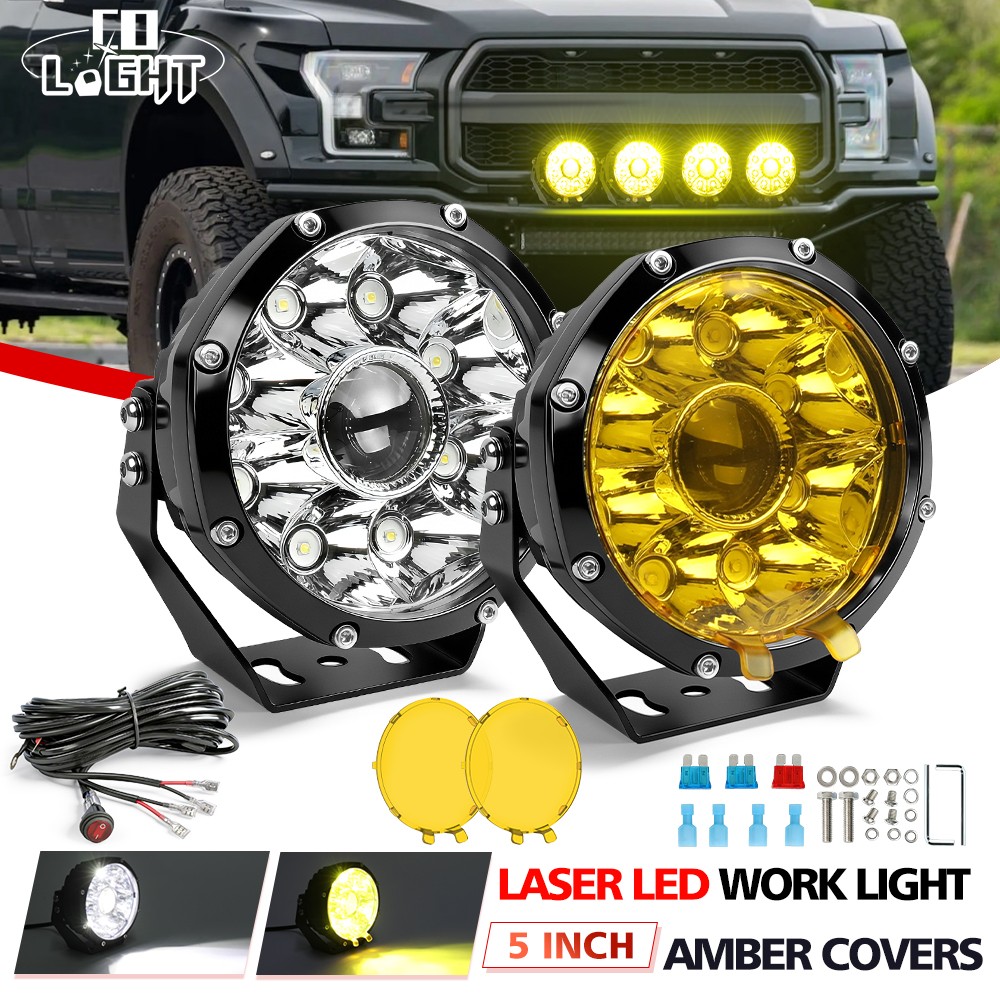 2X Laser 5″INCH 360-PRO 720W Round LED Work Light Bar Offroad ATV UTV Fog Lamp