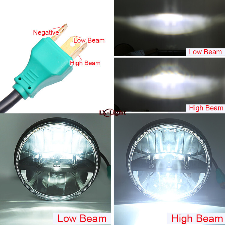 Newest 7″ Round Led Headlight Hi-Lo for Jeep Wrangler JK LJ TJ for Chevy C10 C20