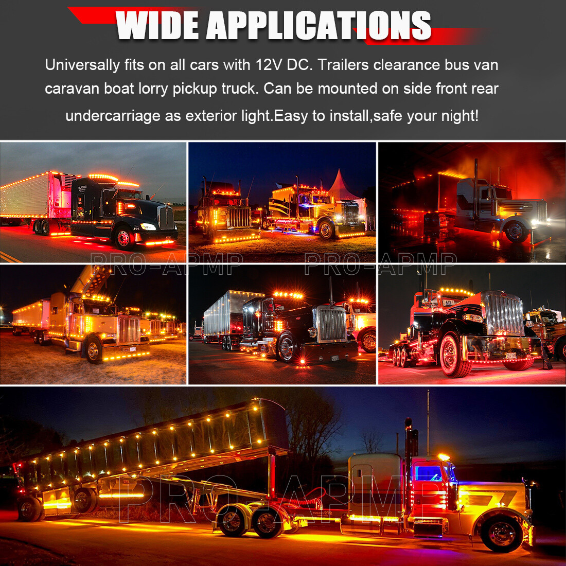 Dual Color 3/4″ 12V Marker Lights LED Truck Trailer Round Side Bullet Light 10pc