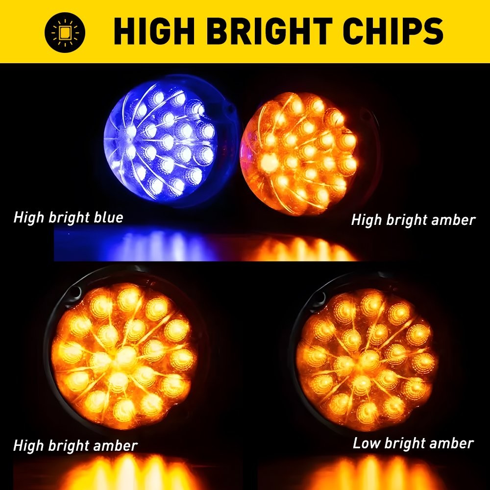 Clear Lens Watermelon LED Light Turn Signals Side Marker Lamp + Mount Brackets