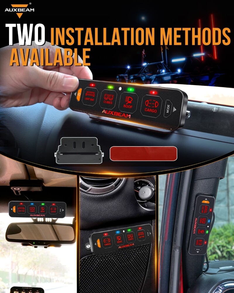 AUXBEAM 8 Gang Switch Panel On-Off LED Light Circuit Control (Blue Back light)