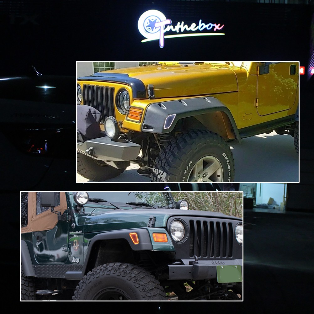 Smoke LED Front DRL / Side Marker Turn Signal Lights For 1997-2006 Jeep Wrangler