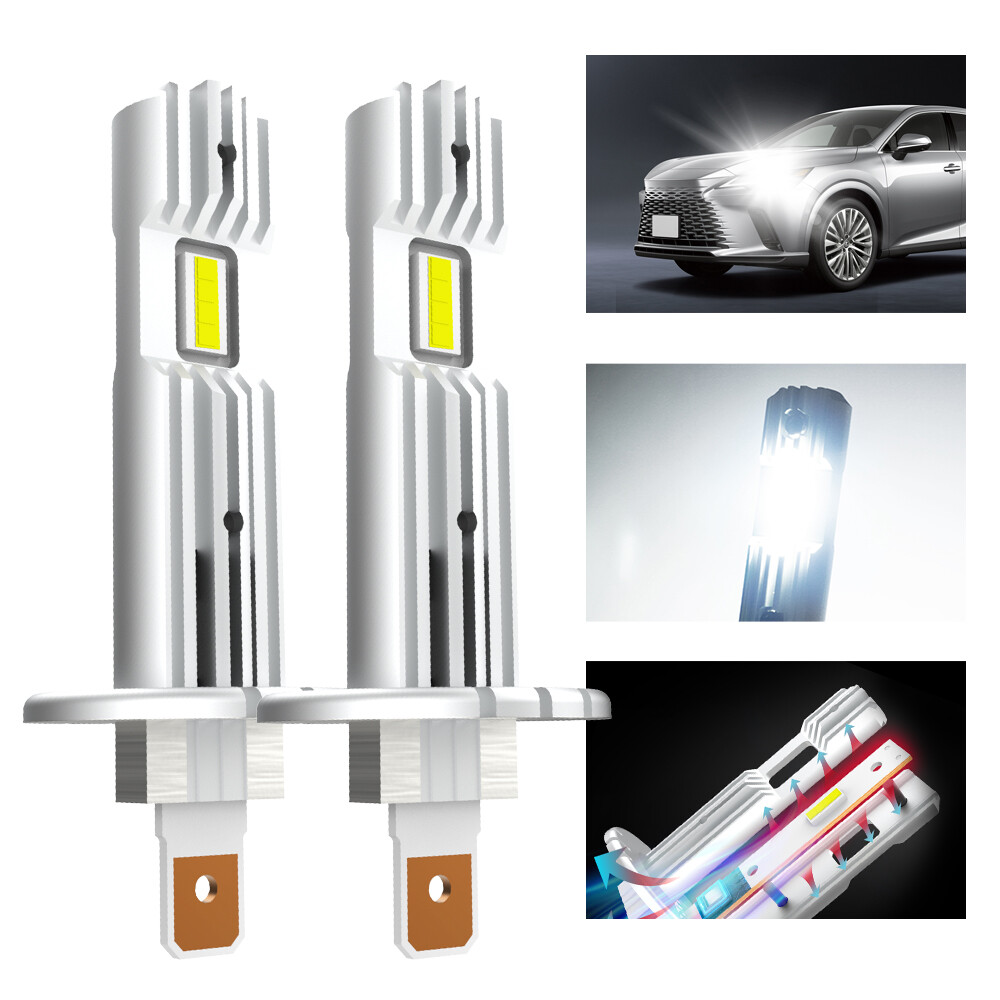 2X AUXITO H1 LED 20000LM HEADLIGHT HIGH LOW BEAM BULB KIT 6500K WHITE ERROR FREE