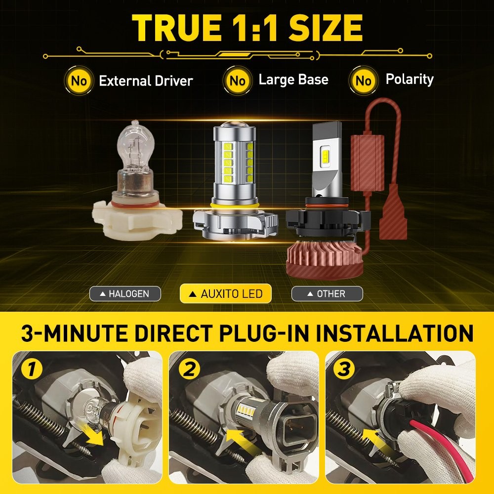 2pcs 5202 LED Headlight Bulbs 6500K Super Bright Pure White Fog Light Bulb Kit