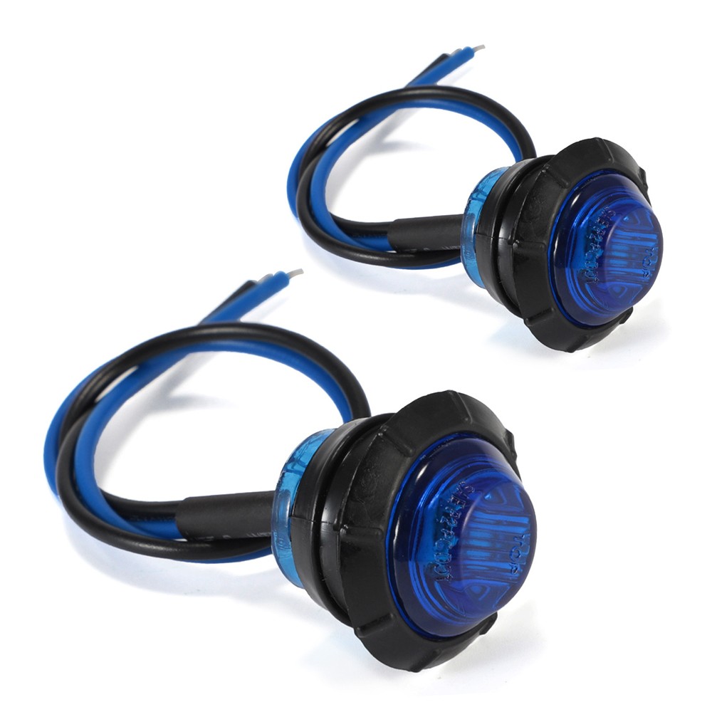 10x Marker Lights 3/4″ 12V LED Truck Trailer Round Side Bullet Blue Light Lamps