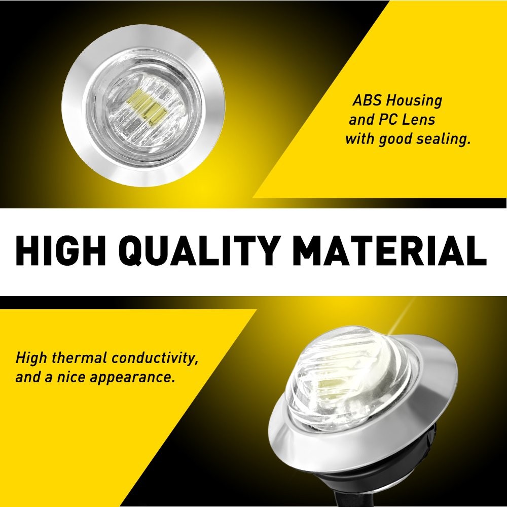 20X 12V White 3/4″ Marker Lights LED Round Side Bullet Lamp for Truck Trailer RV