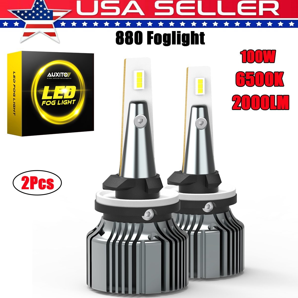 AUXITO LED Fog Light Bulb 880 Fog Light Bulb White 6500K 2000lm High Power Lamps