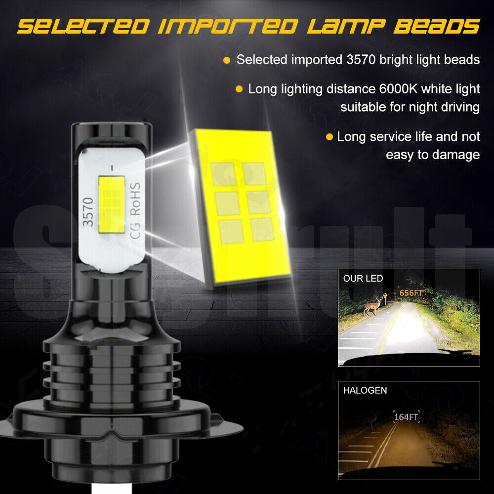H7 LED Headlight Bulb Super Bright High Low Beam Conversion Kit 5Years Warranty