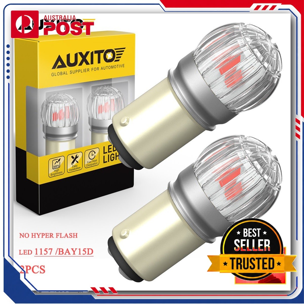 2X 1157 LED BAY15D Brake/Stop Light Tail Bulb Pure Red Bright