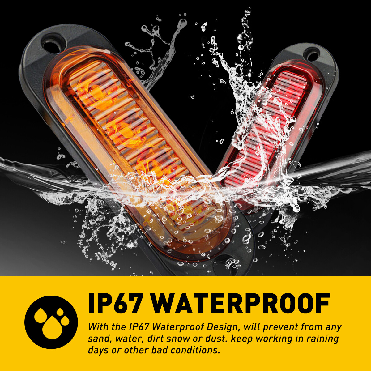 4-12PCS Amber/Red LED Side Marker Clearance Lights Waterproof Trailer Truck RV