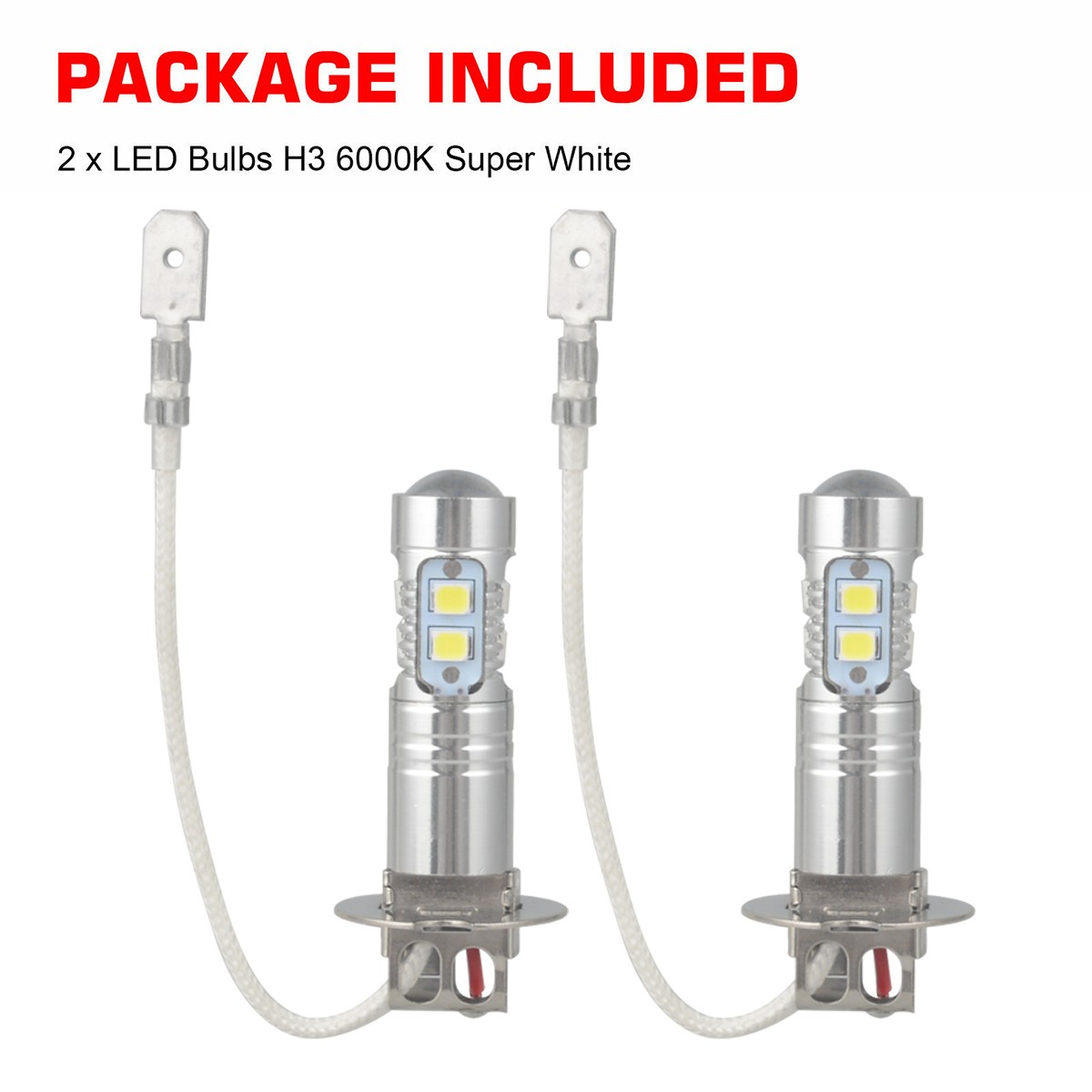 H3 50W High Power LED Fog Light Bulb 6500K 50000 Hours For Ford F-150 Direct Fit