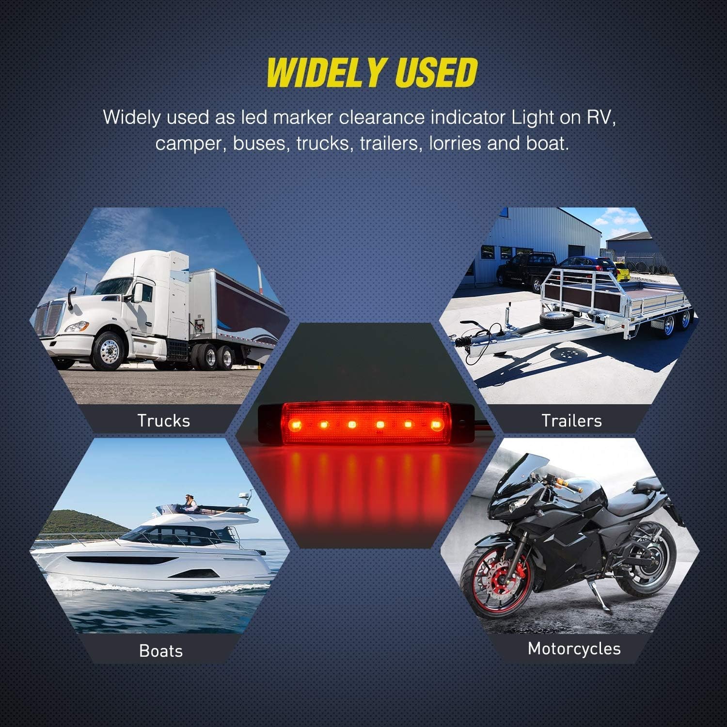High Brightness 10 PCS LED Side Indicator Lights for 12V Vehicles – Waterproof