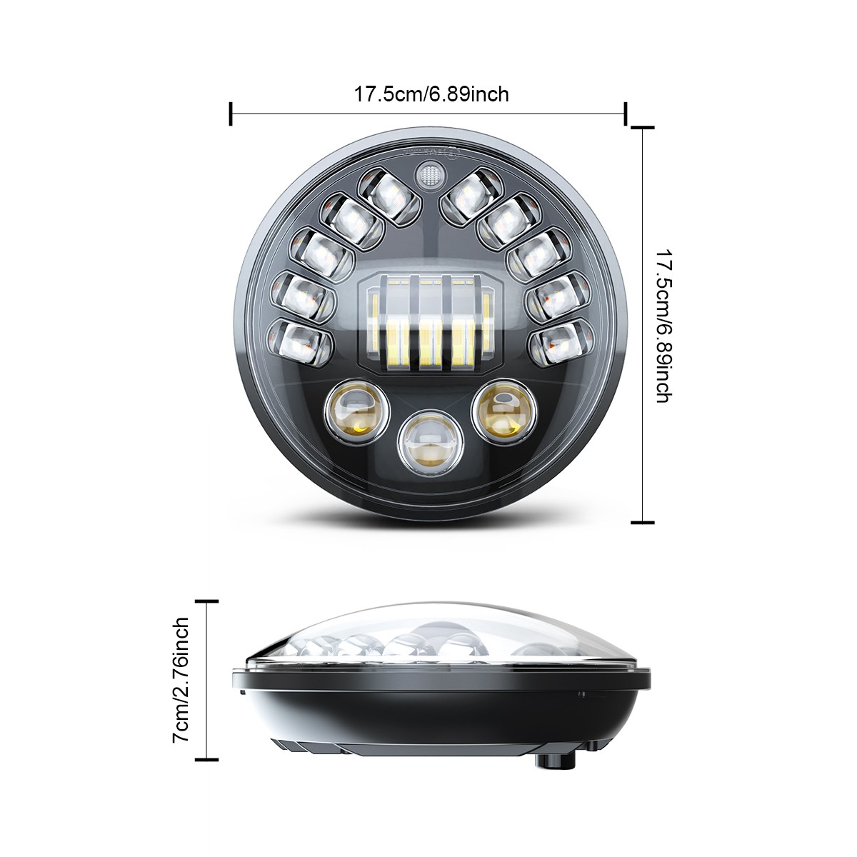 Newest Pair 7“inch Led Round Headlights Hi-Lo Beam for Peterbilt 379 359 Trucks