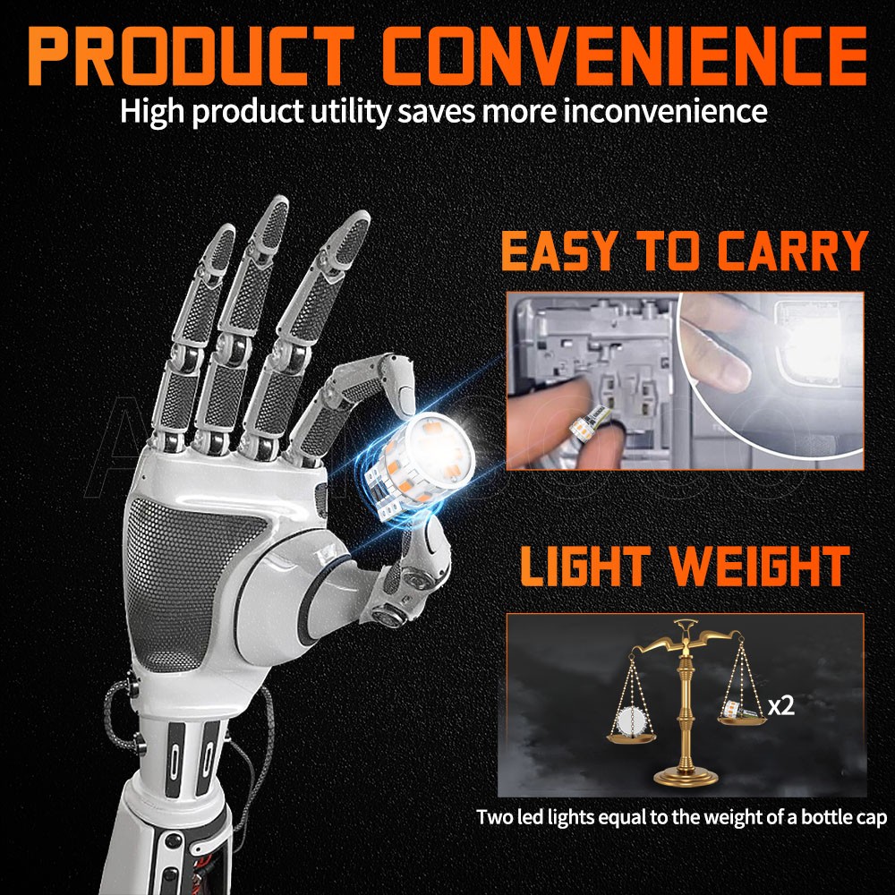 3000K Amber LED Front Side Marker Light Bulbs 168 194 2825 T10 Bright SMD