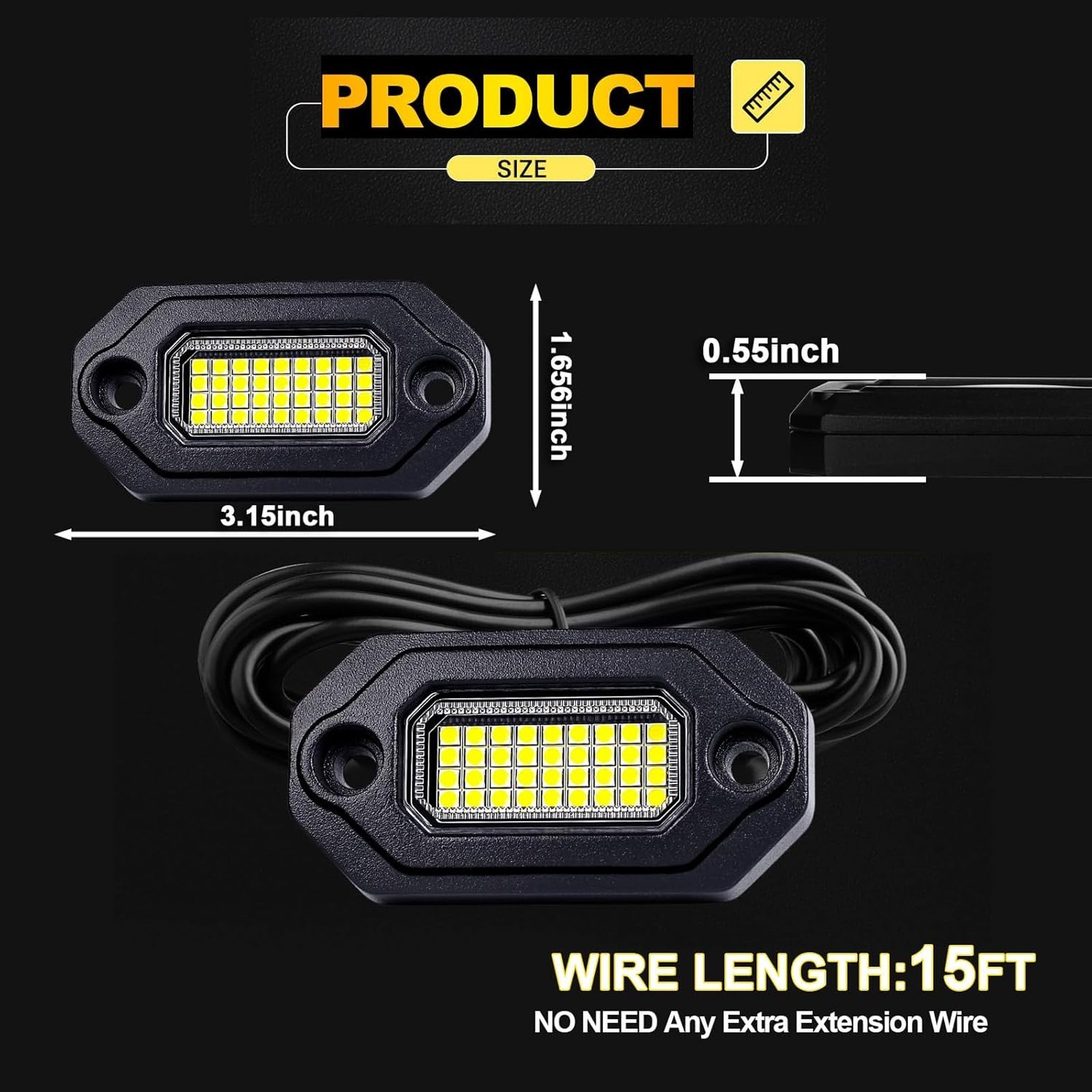 LED Rock Lights Aluminum Housing Waterproof IP68 20 Pods for Trucks UTV ATV SUV