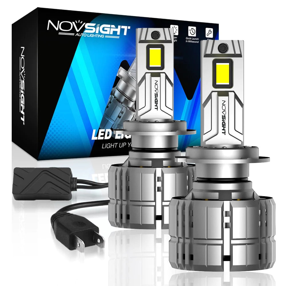 NOVSIGHT 200W 40000LM H7 LED Headlight Bulbs Kit High Low Beam Light 6500K White