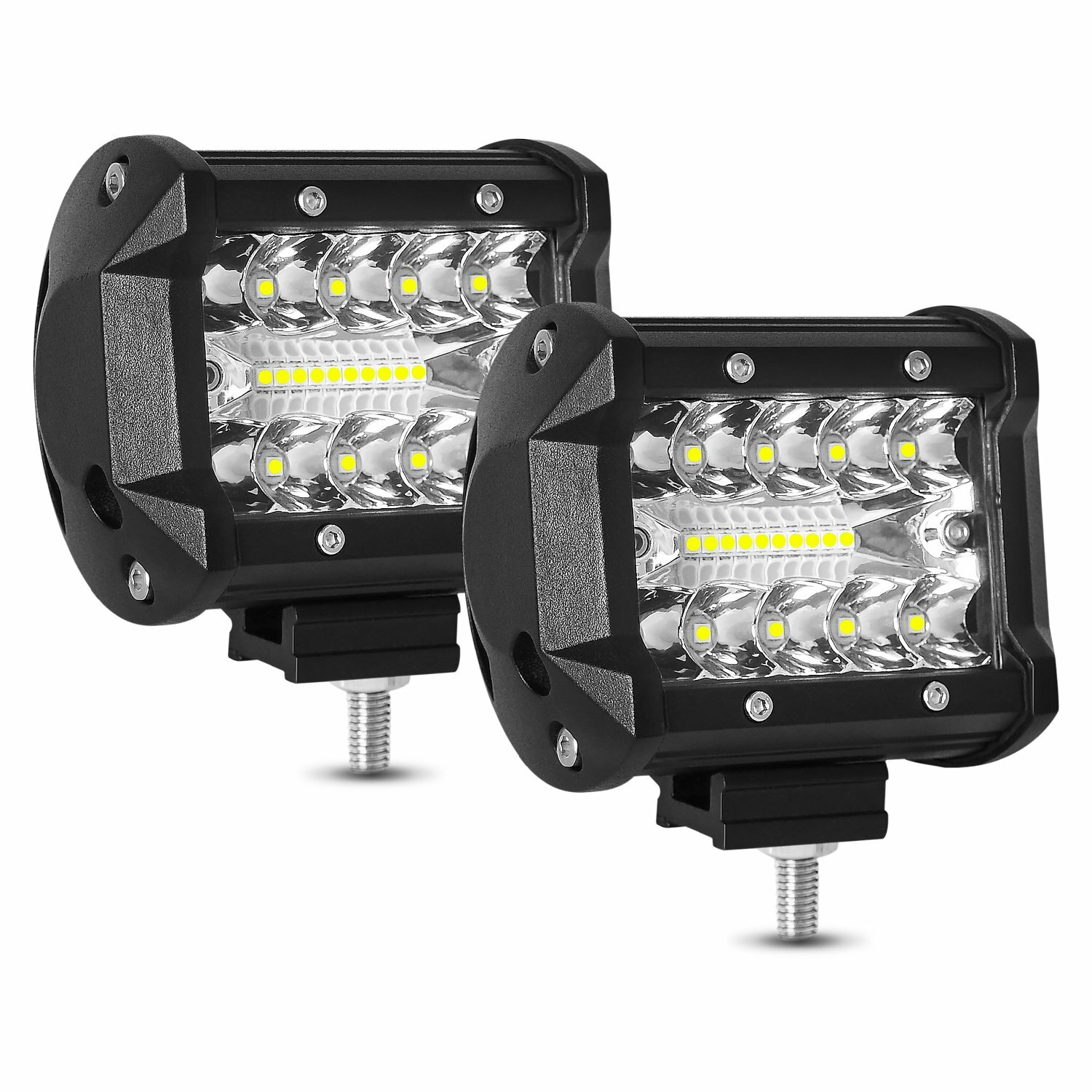 Tow Hitch Mounting Bracket+3-row LED Tow Lights Pods Backup Reverse 4“For Truck
