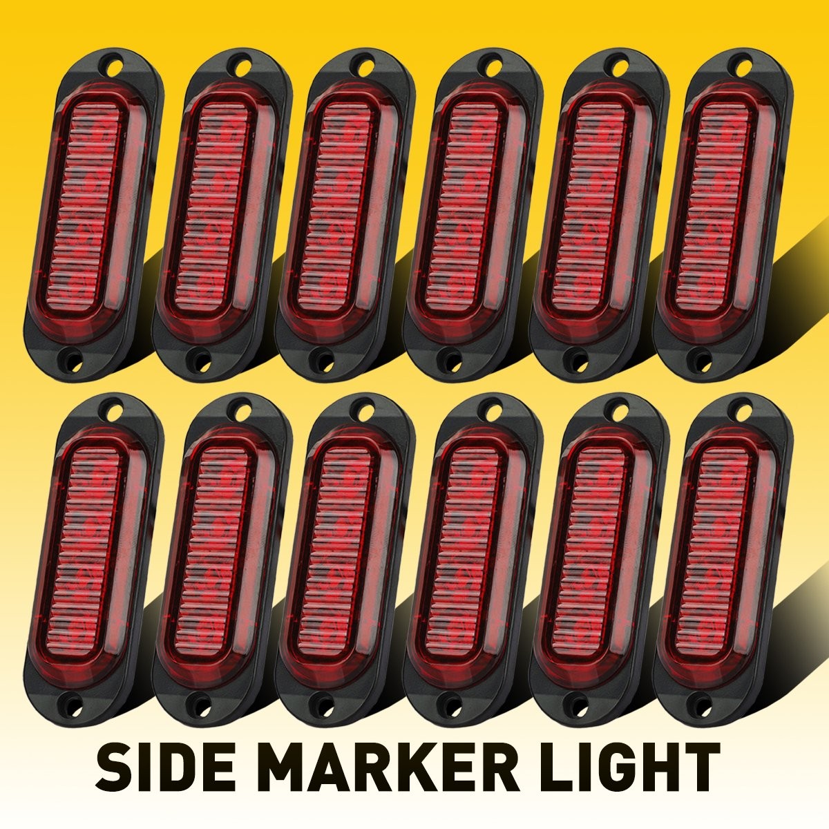 Universal Red 4-LED Side Marker Lights Indicator Clearance Oval Lamps 12PCS New