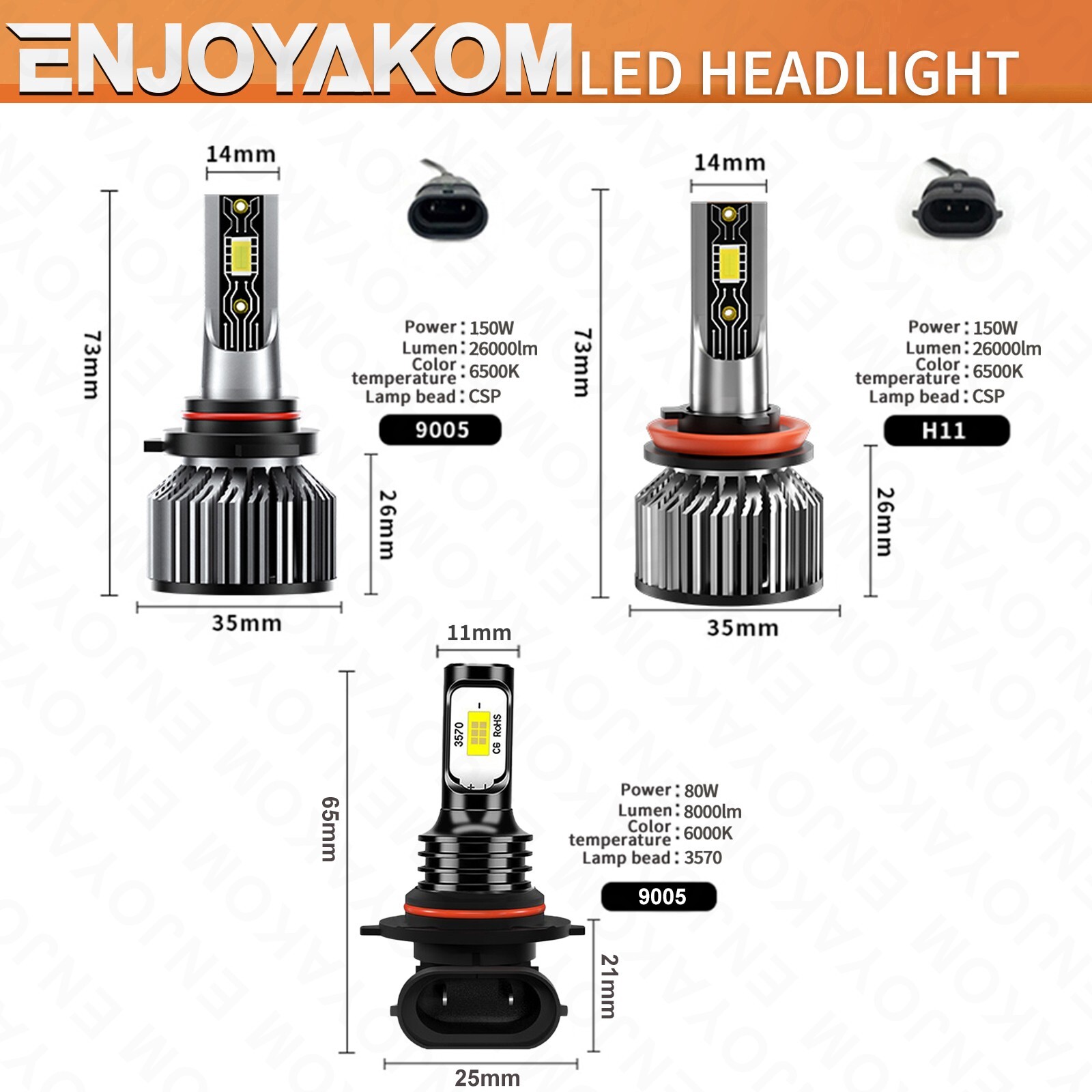 6Pc LED Headlight High +Low+Fog Light kit 6500K Bulbs For Ford F-150 2015-2023