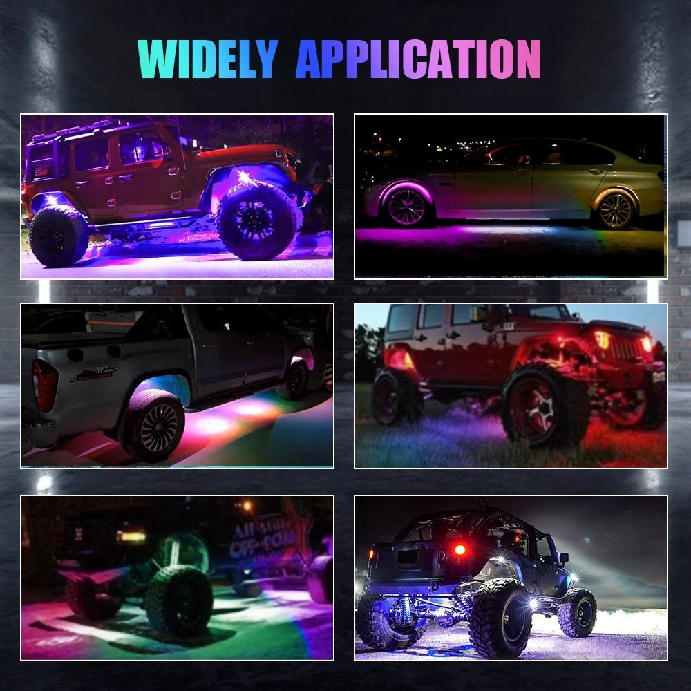 6 Pod RGB LED Rock Light Underbody Trail Rig Glow Lamp Offroad SUV Pickup Truck
