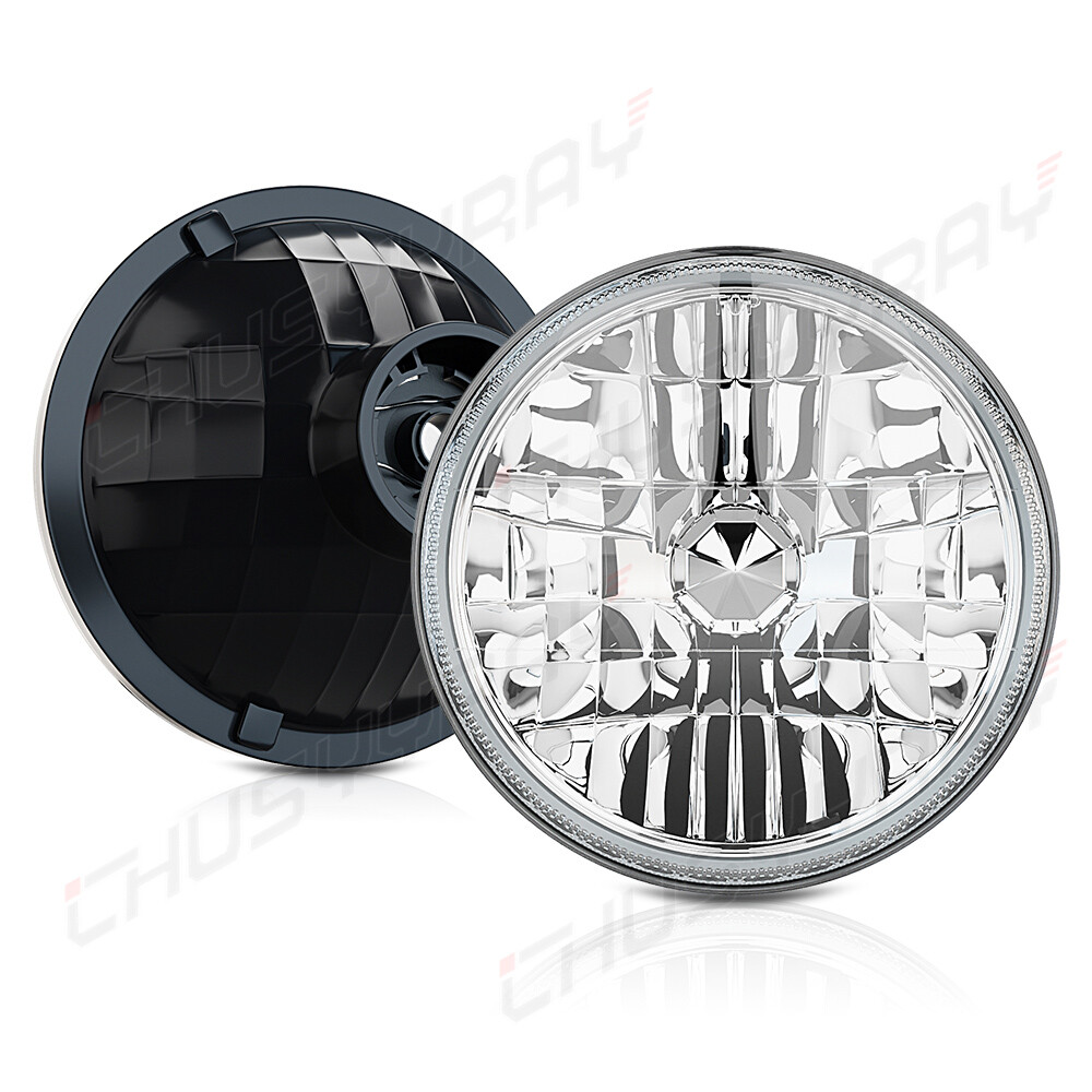 2Pc 7″ inch Black Round LED DRL Headlight Hi-Lo Beam For Peterbilt 379 359 Truck