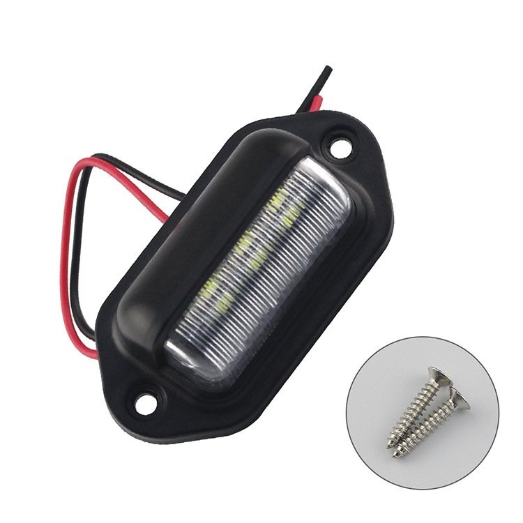 2-6x White LED License Plate Light, 6-SMD Waterproof Tag Lights 12V-24V DC Lamp