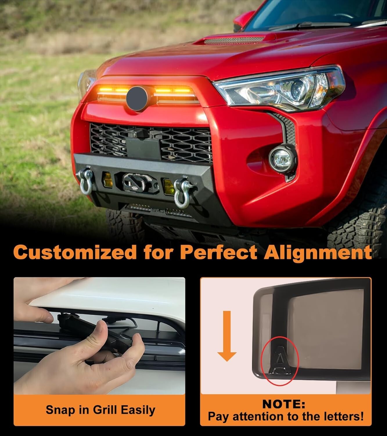 LED Front Grill Grille Light for Toyota 4Runner 2020-2024 Raptor Lights (Yellow)