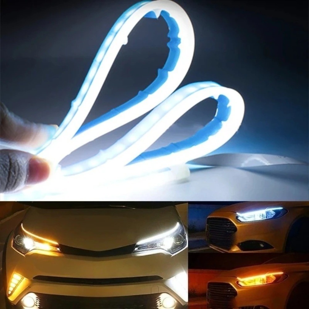 LED Daytime Running Lights Start Scanning Flow Strip Turning Dual Color Light