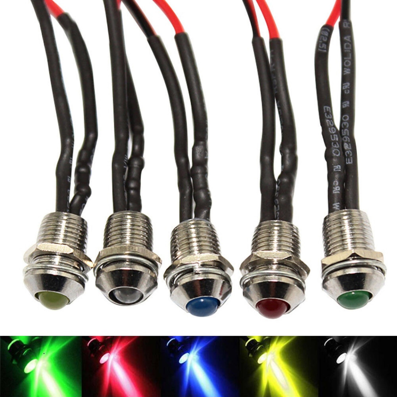 5Pack Colorful Car Boat LED Indicator Light Bulb Car Warning Lights Decoration