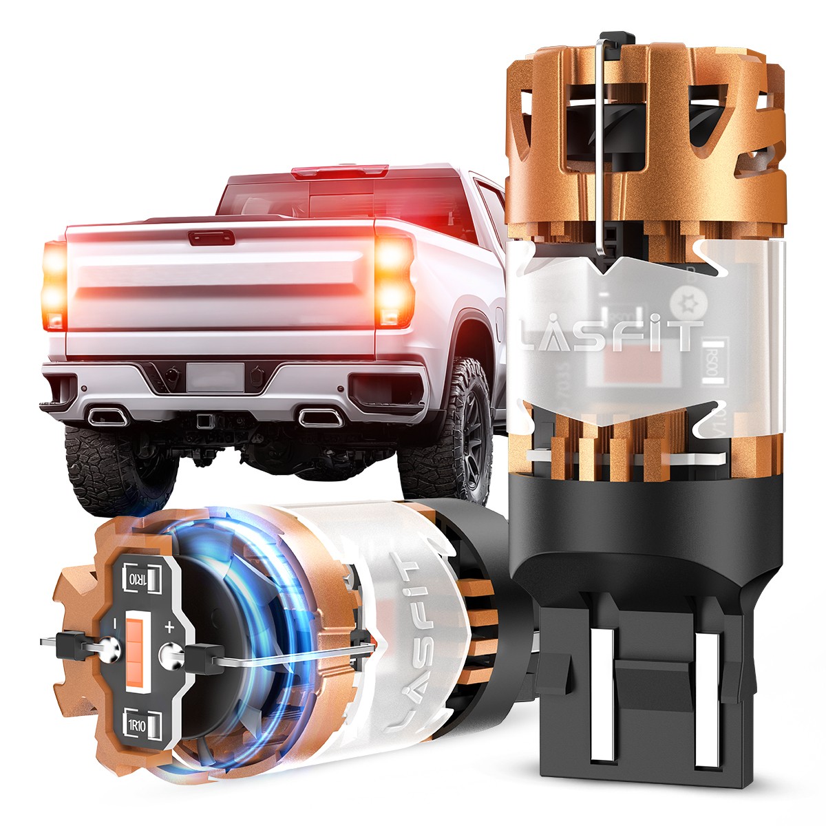 Error Free 7443 7444 7440 7440A LED Brake Tail Bulbs Bright Red 4800LM Pair 48W