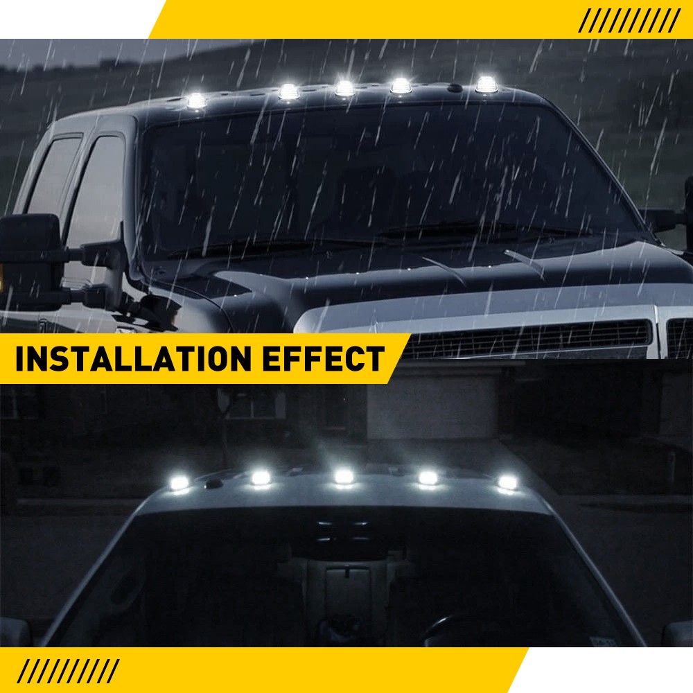 5X Clear White LED Cab Roof Marker Lights For Ford F-250 F250 Super Duty 1999-16