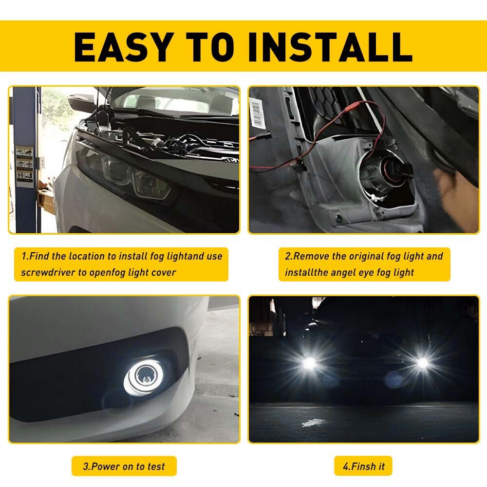 COB LED 2x 3.5″ Universal Halo Ring Angel Eyes Fog LED Light Projector White DRL