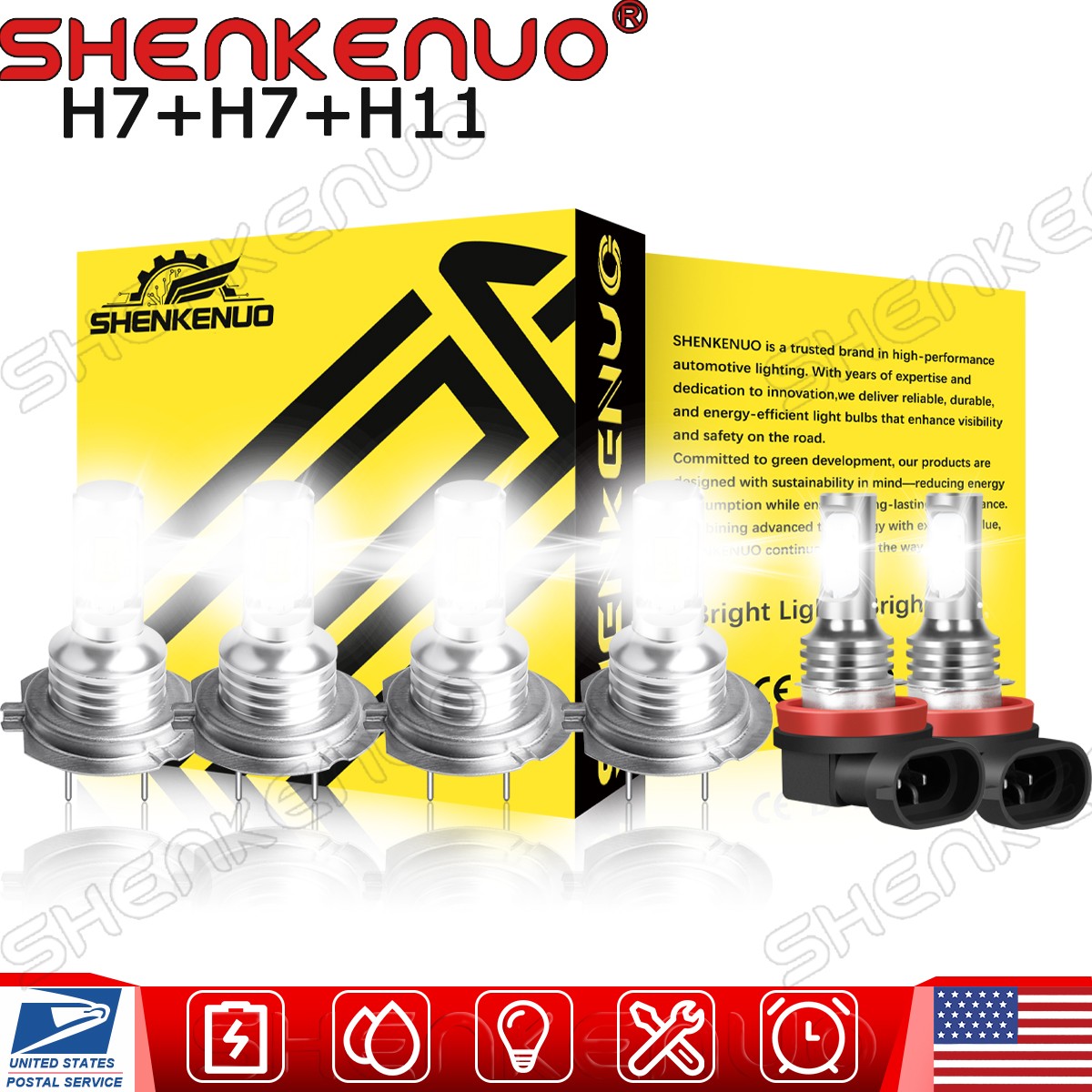 6x H7 H7 H11 6000K LED Headlight High-Low Beam Fog Light For Benz E320 2008-2009