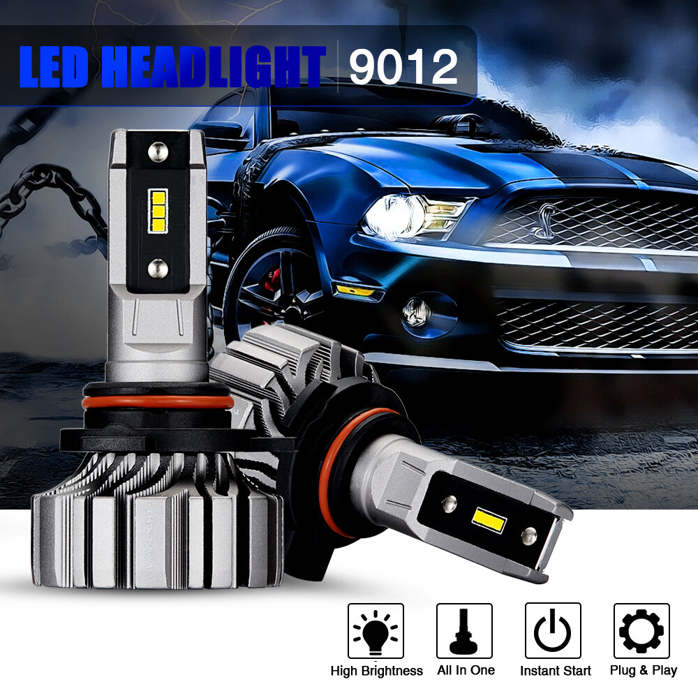 NOVSIGHT 9012 HIR2 LED Headlight Bulbs 6500K 10000LM Cold White Easy Install 2x