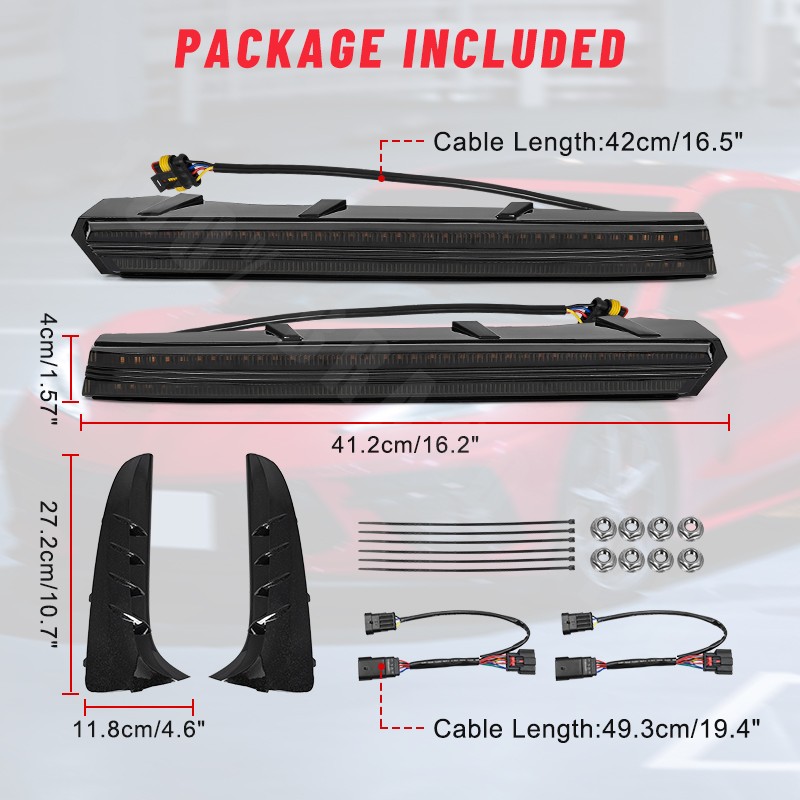 For Corvette C8 Z51 2023 Front Grille Turn Signal Light LED Driving Lights DRL
