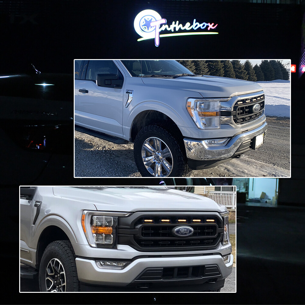 5PCS Front Grille Lights LED Amber For 2021-2023 Ford F150 XL/XLT/XLT Sporting