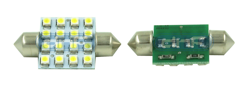 4 x 6000K White 36mm Festoon LED 16 SMD Interior Dome Map Bulb Lamps