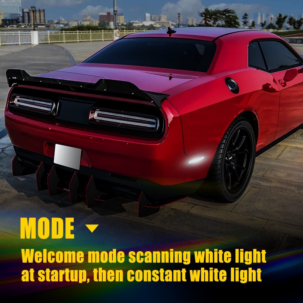 Cold White LED Rear Side Bumper Marker Signal Lamps For Dodge 08-14 Challenger A