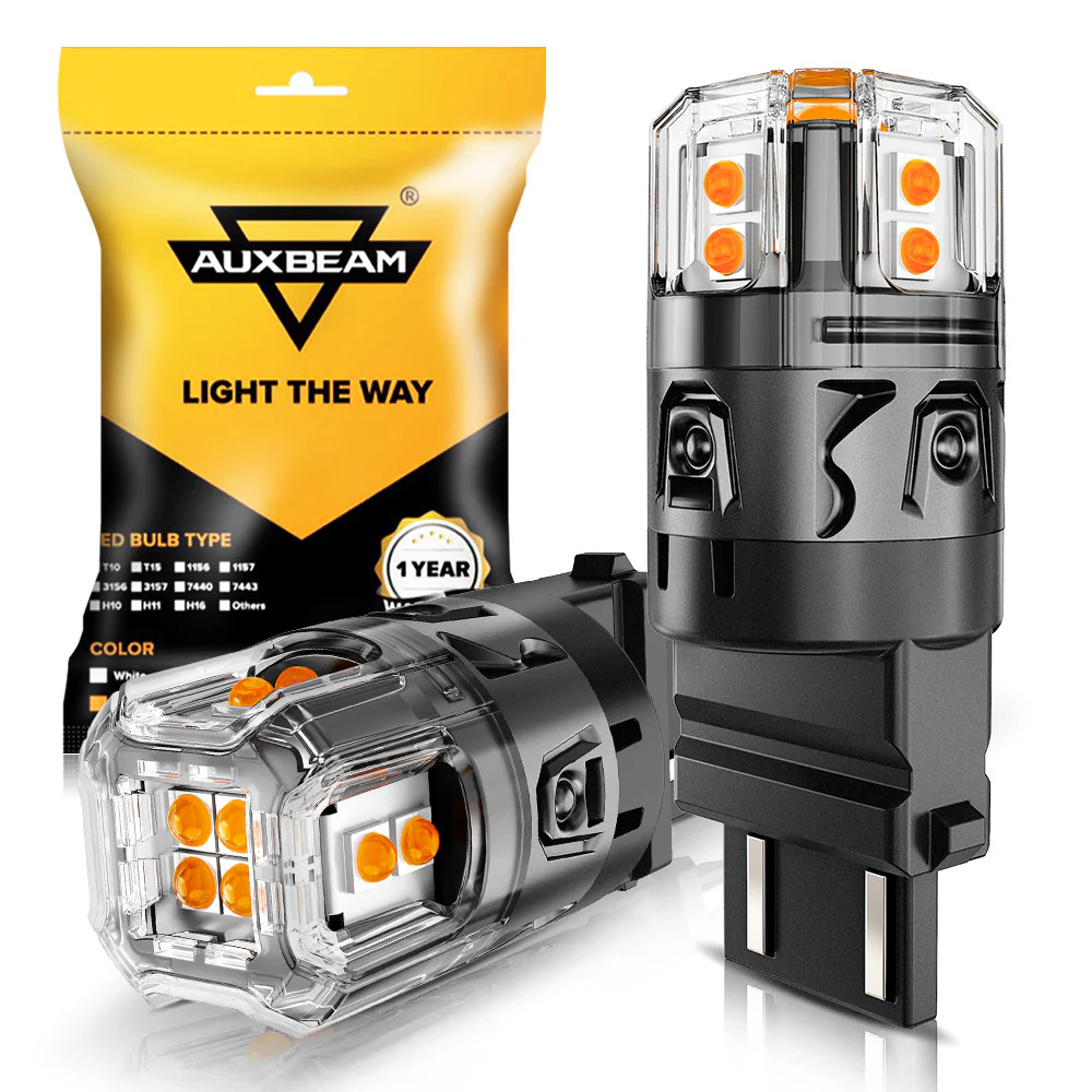 AUXBEAM 3000K Amber LED Front Turn Signal Bulb Light 3157 3457 3156 500% Bright