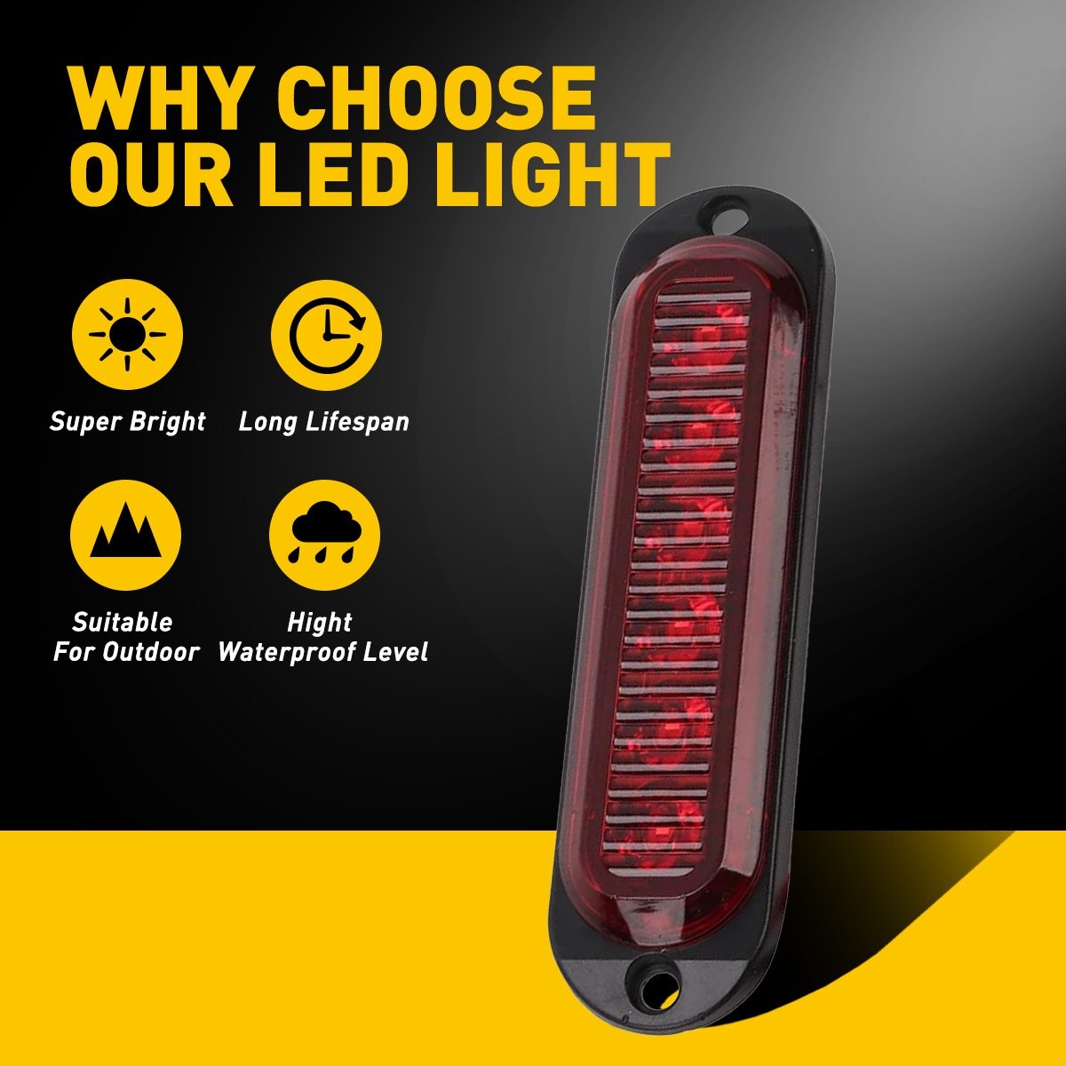 4PC 6LED Red Side Marker Lights For RV Truck Clearance Trailer Light Waterproof
