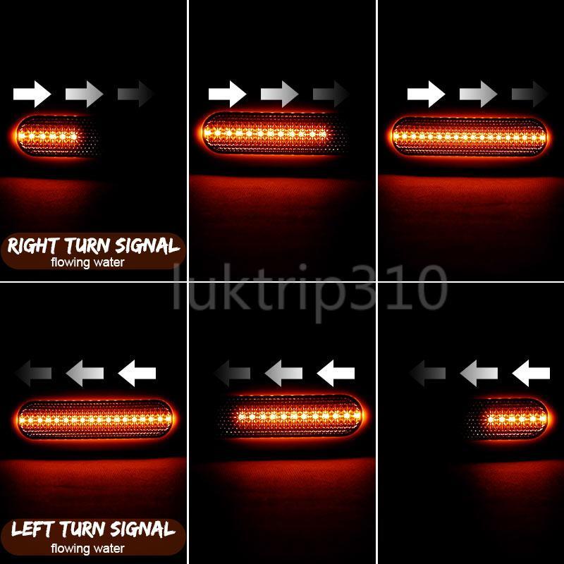2x Amber/White Oval LED Truck Trailer Stop Turn Tail Brake Lights Flowing DRL US