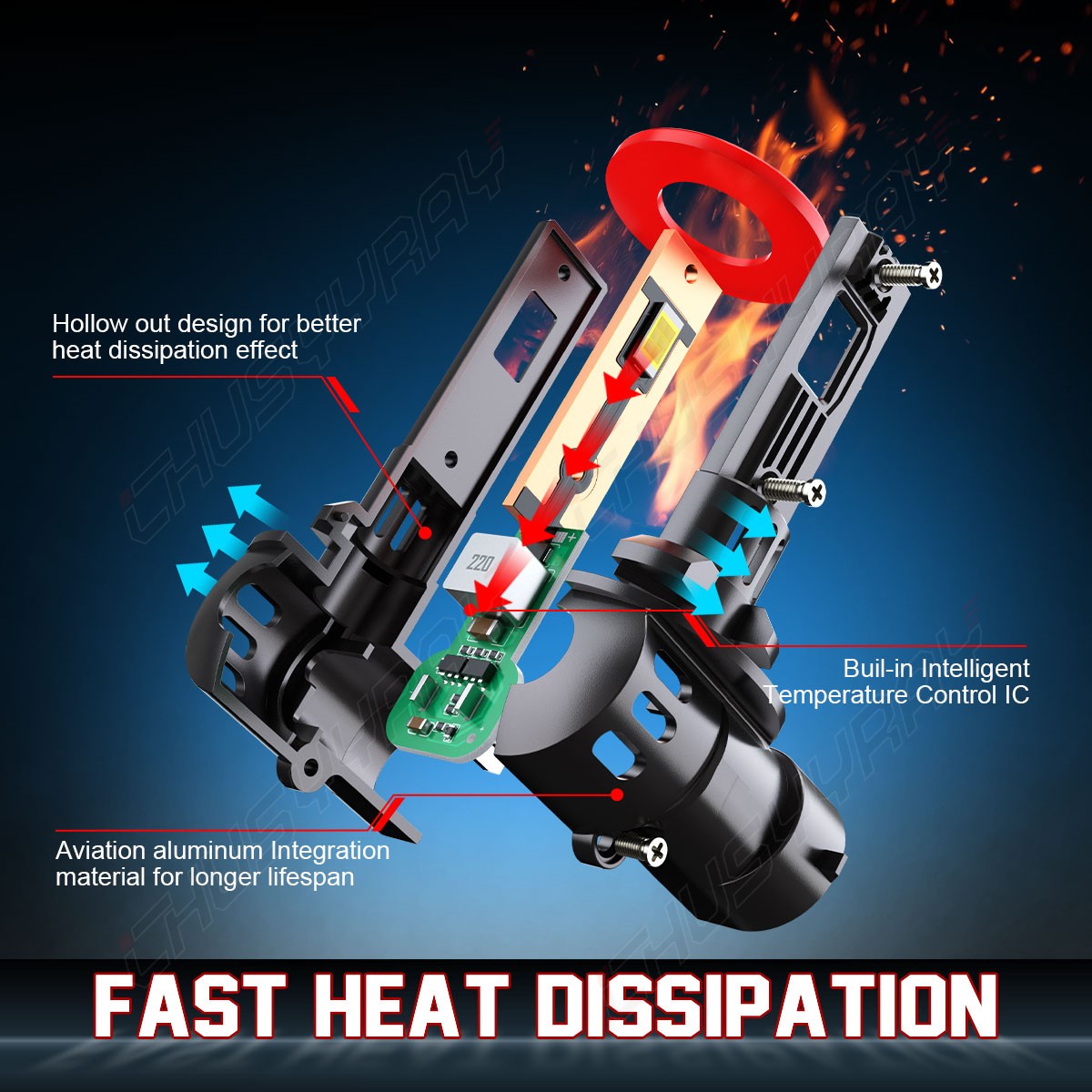 2Pcs 881 H27W/2 70W 8000LM White 6000K LED Fog Light Running Bulbs Super Bright