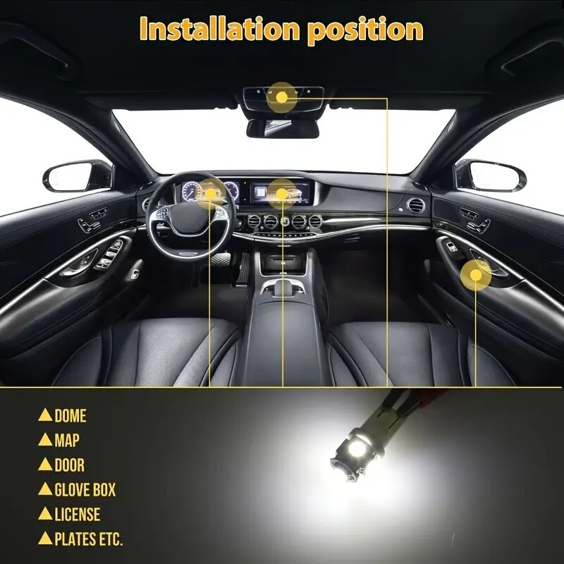 42PCS Car Interior Combo LED Map Dome Door Trunk License Plate Light Bulbs White