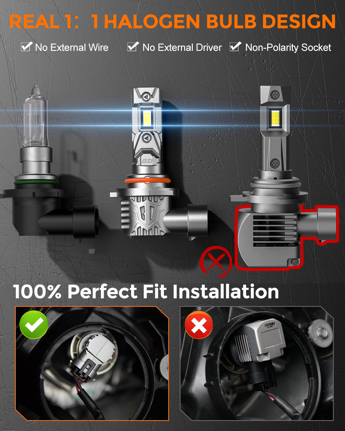 4x GloDrv 9005 9006 LED Headlight Bulb High Low Beam Kit Extremely White 16000LM